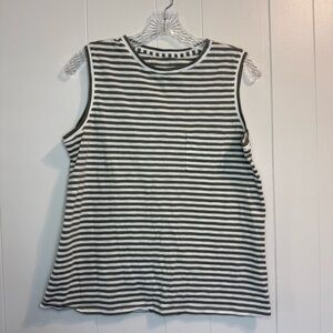 Garnet Hill Black and White Striped Tank Top